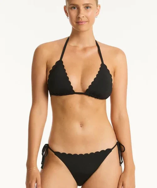 Scalloped Triangle Bikini Top Black