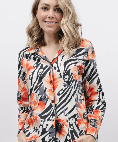 Nicole Animal Floral Print Long Sleeve Pyjama Top