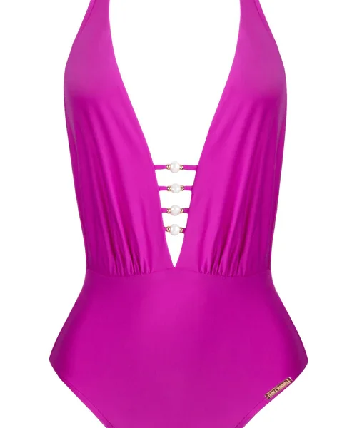 Perles Nacrées Halter Swimsuit Fuchsia