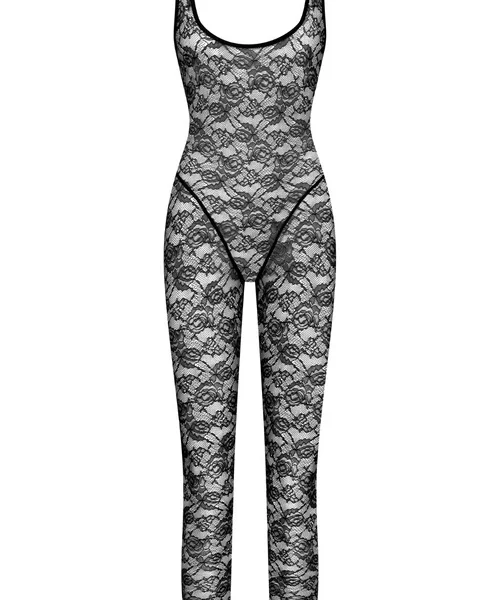 Flashback Lace Open Back Jumpsuit Black