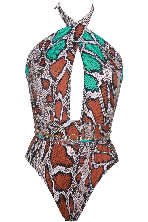 Mermaids Cutout Swimsuit in Animal Print Mermaids Cutout Swimsuit in Animal Print